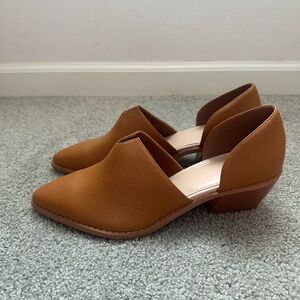 Tan Suede Flats with Cut-Out Design